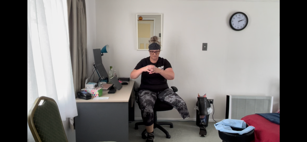One legged personal trainer challenge: sit down stand up